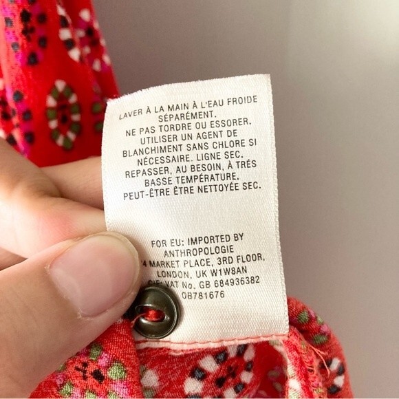 Anthropologie Maeve‎ Vicki Sleeveless Shirt Dress Red Geometric Size 00 - Picture 7 of 7